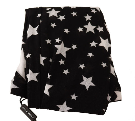 Dolce & Gabbana Black White Stars Print Nylon Stockings