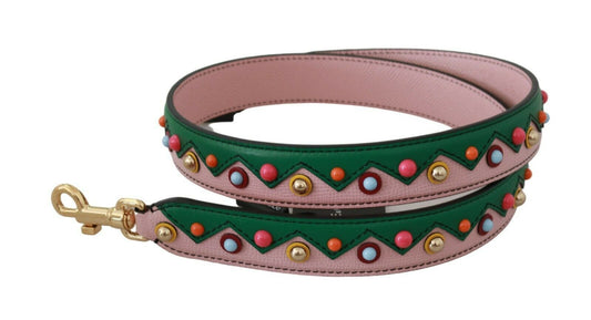 Dolce & Gabbana Pink Green Multicolor Shoulder Strap Leather Handbag Accessory