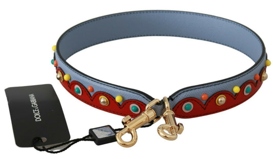 Dolce & Gabbana Blue Red Multicolor Shoulder Strap Leather Handbag Accessory