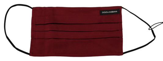 Dolce & Gabbana Maroon Silk Pleated Elastic Ear Strap One Size Face Mask