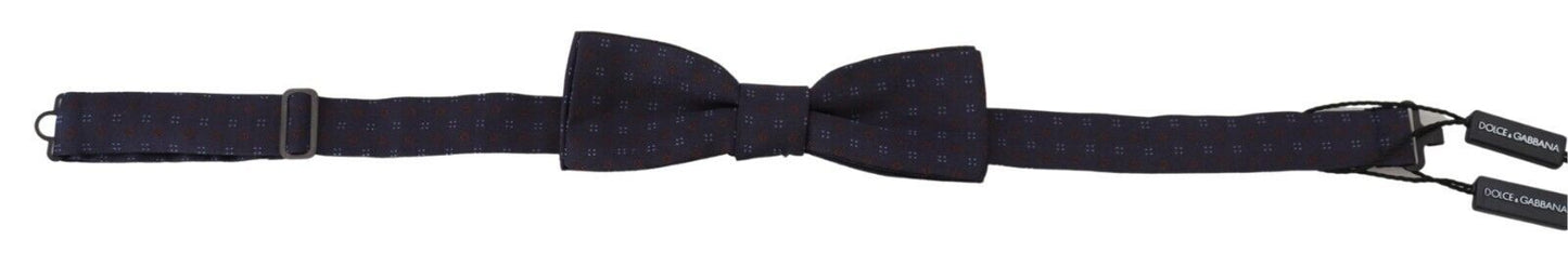 Dolce & Gabbana Blue Pattern Silk Adjustable Neck Papillon Bow Tie