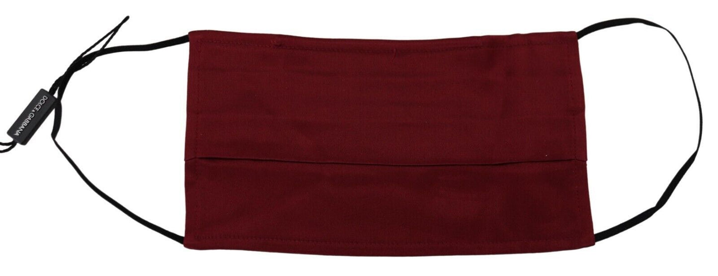 Dolce & Gabbana Maroon Silk Pleated Elastic Ear Strap One Size Face Mask