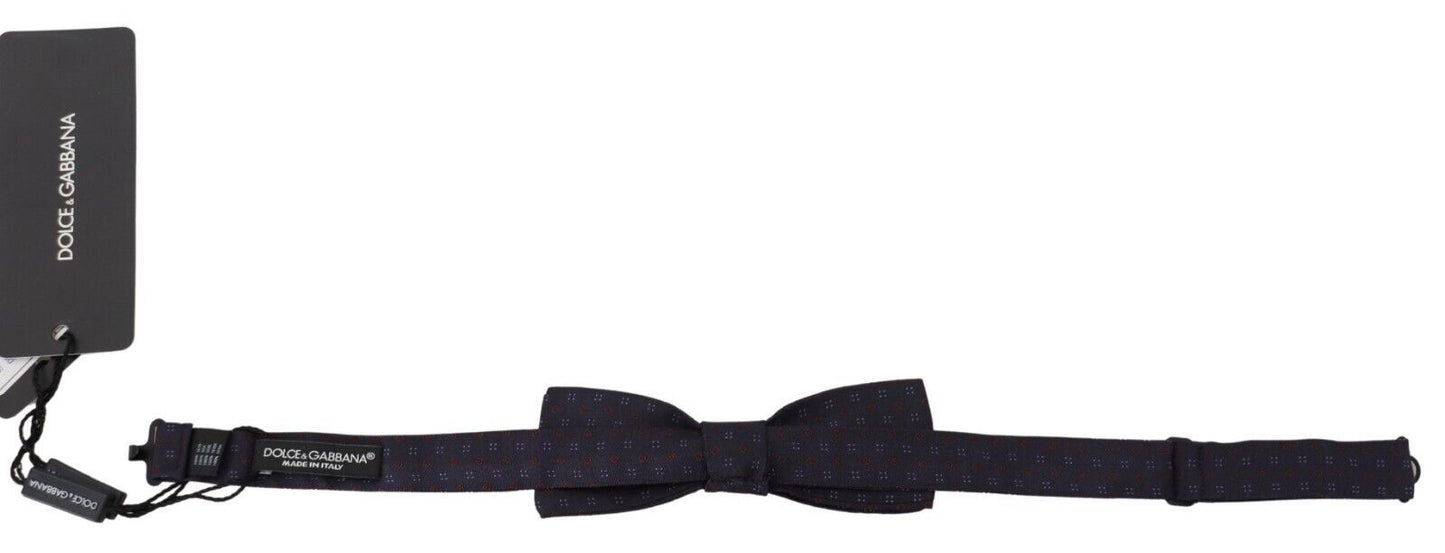 Dolce & Gabbana Blue Pattern Silk Adjustable Neck Papillon Bow Tie