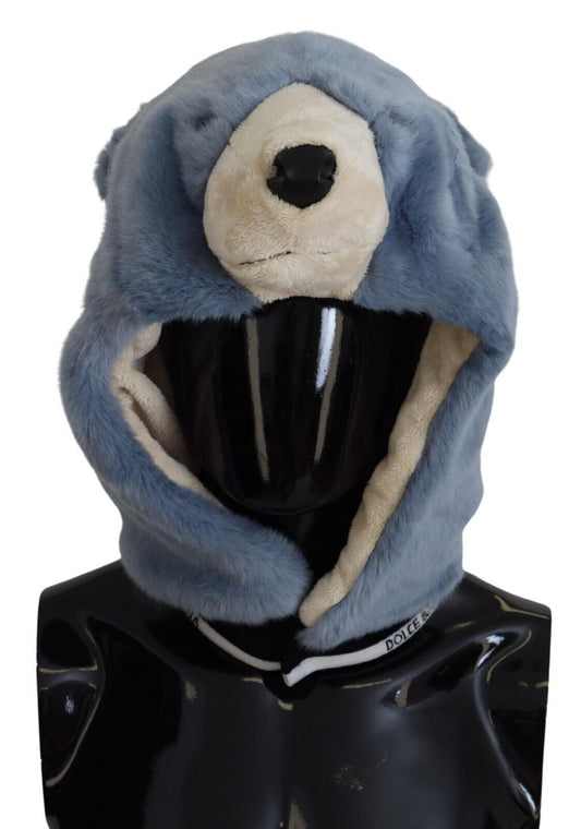 Dolce & Gabbana Blue Bear Fur Whole Head Hat