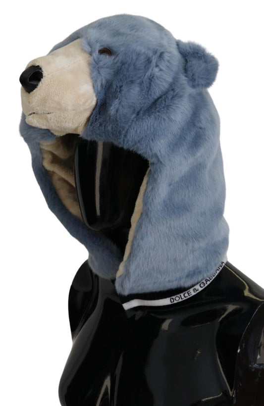 Dolce & Gabbana Blue Bear Fur Whole Head Hat