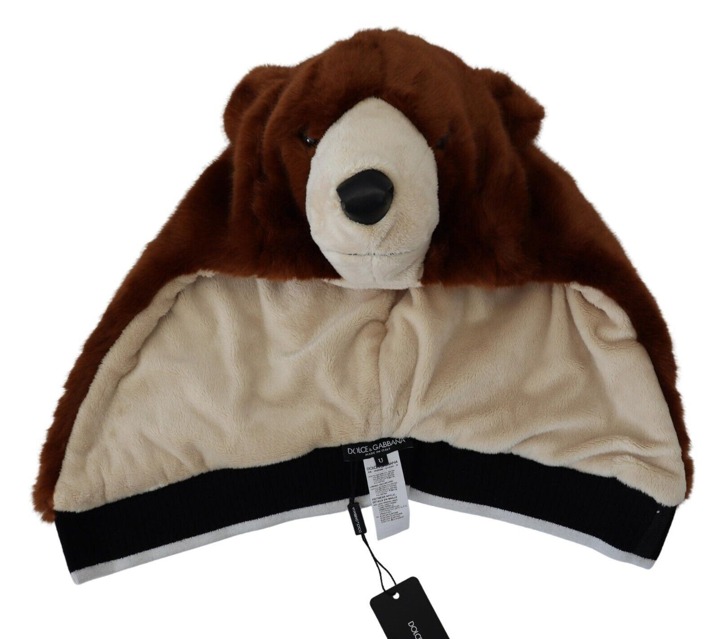 Dolce & Gabbana Brown Bear Fur Whole Head Hat