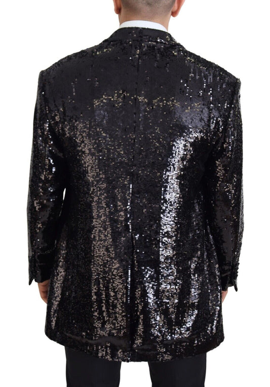 Dolce & Gabbana Black Sequined Animal Pattern Blazer